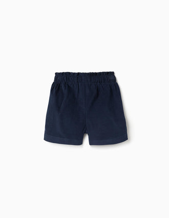 Pantalón corto de pana con pliegues B&S para niña, azul oscuro