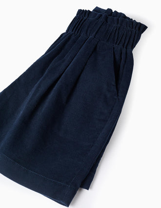 Pantalón corto de pana con pliegues B&S para niña, azul oscuro
