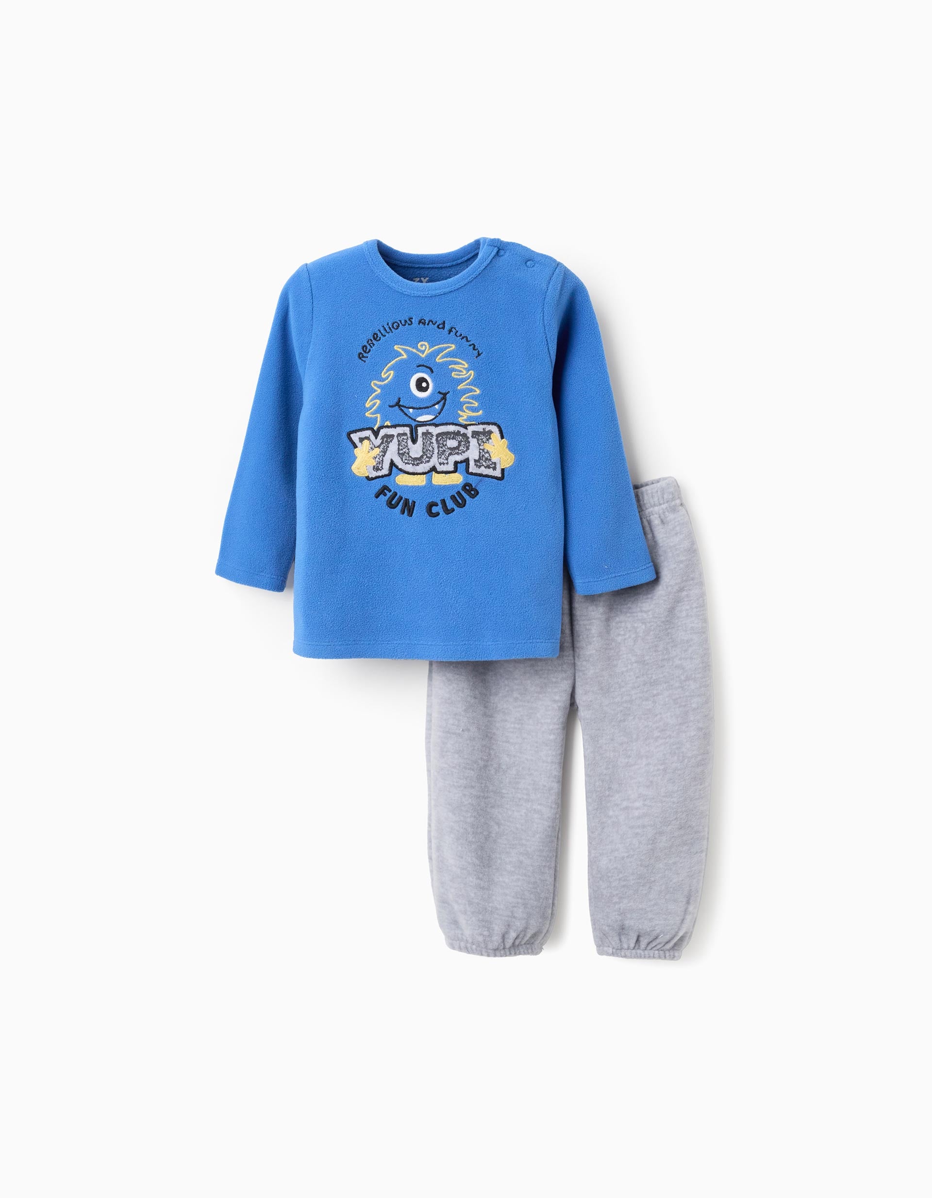 Polar Fleece Pyjamas for Baby Boys 'Yupi', Blue/Grey