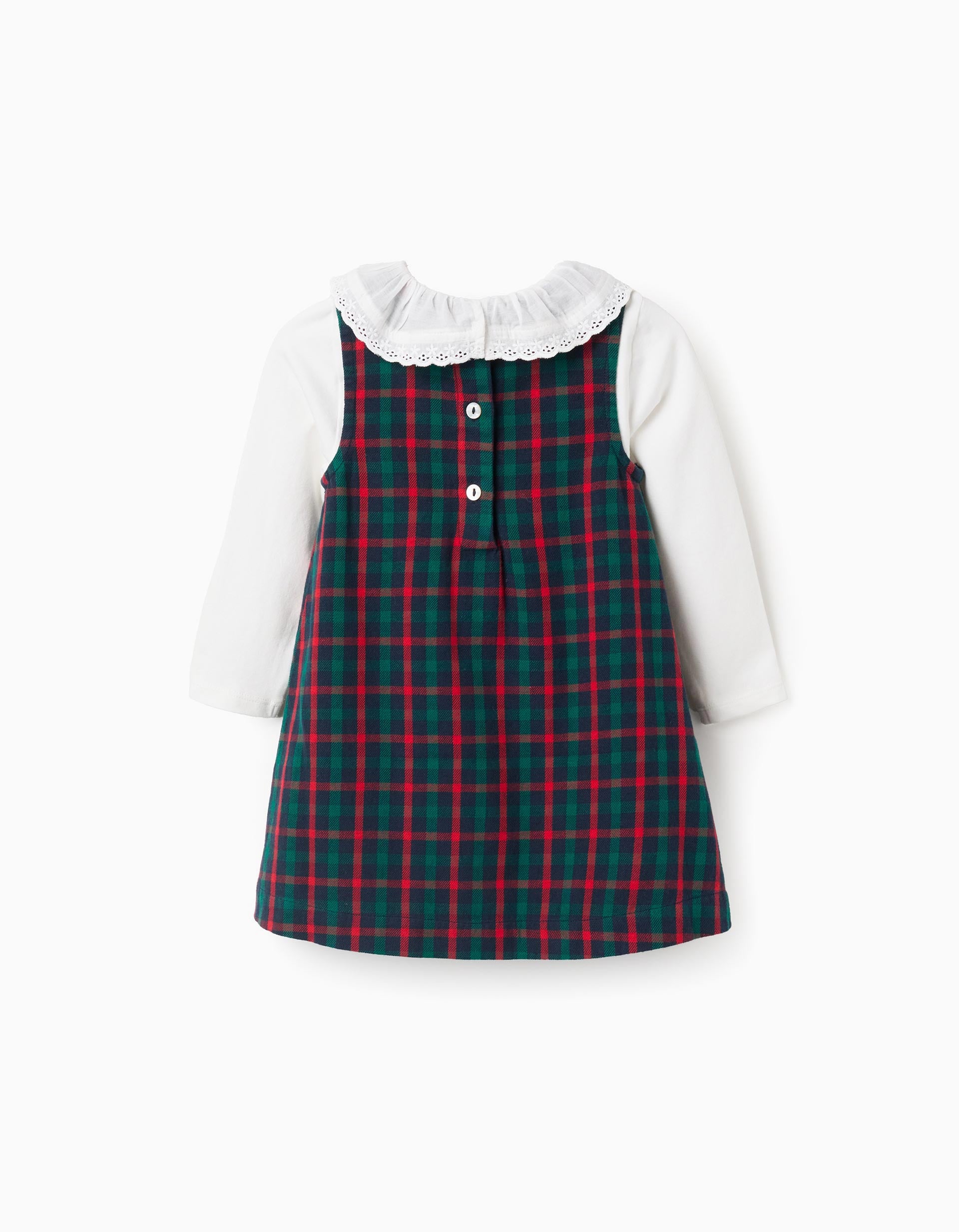 Checkered T-shirt + dress You&Me for baby girls, green/blue/red