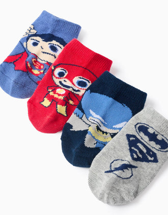 Pack 4 Pares de Meias Curtas para Bebé Menino 'Super Friends', Multicolor