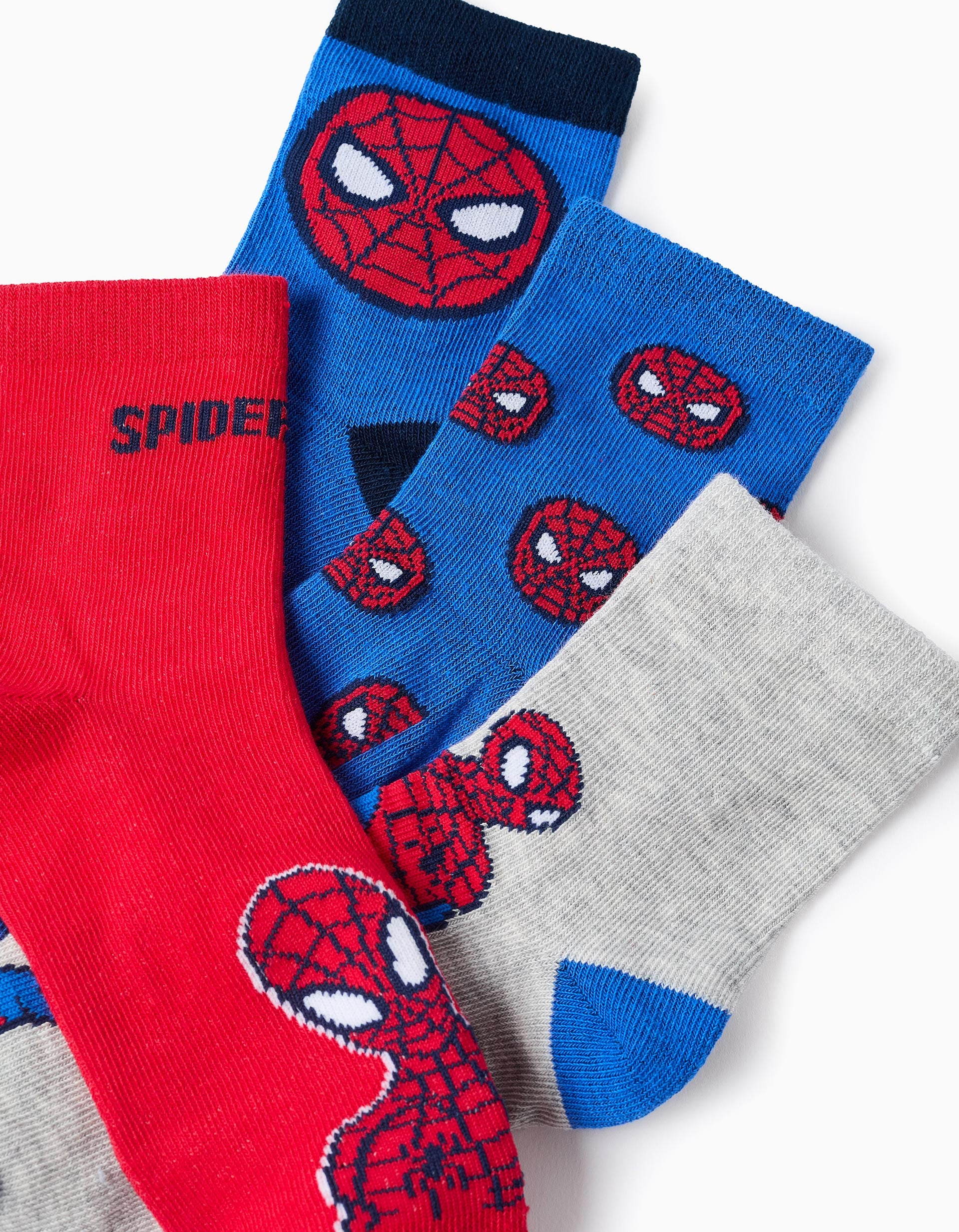Pack 4 Paires de Chaussettes Spider-Man pour Garçon, Bleu/Rouge/Gris