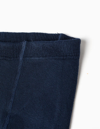 Anti-pilling ribbed knitted tights for babies, dark blue