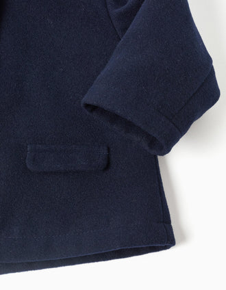 Manteau à effet laine avec boutons décoratifs pour nouveau-née, bleu foncé