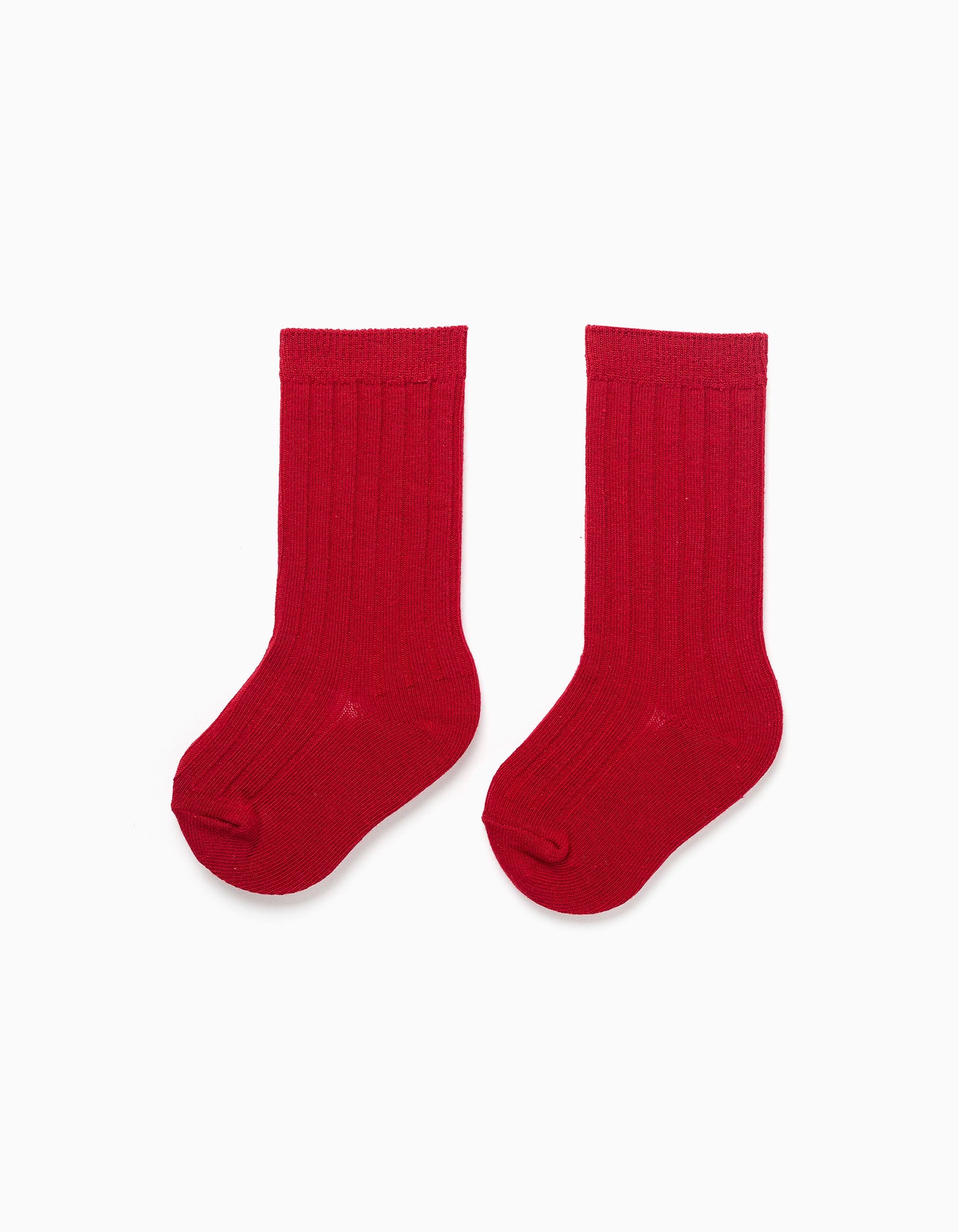 Chaussettes hautes côtelées pour bébé garçon, rouge