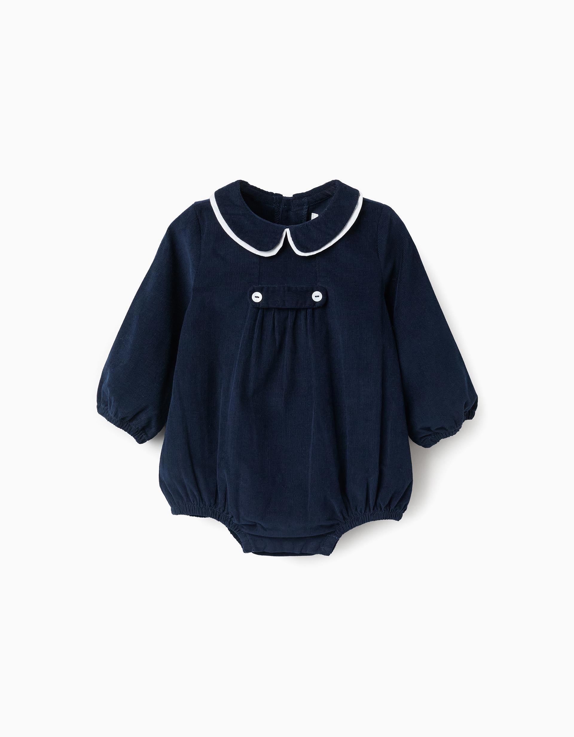 Macacão de Bombazine para Recém-Nascida, Azul-Escuro