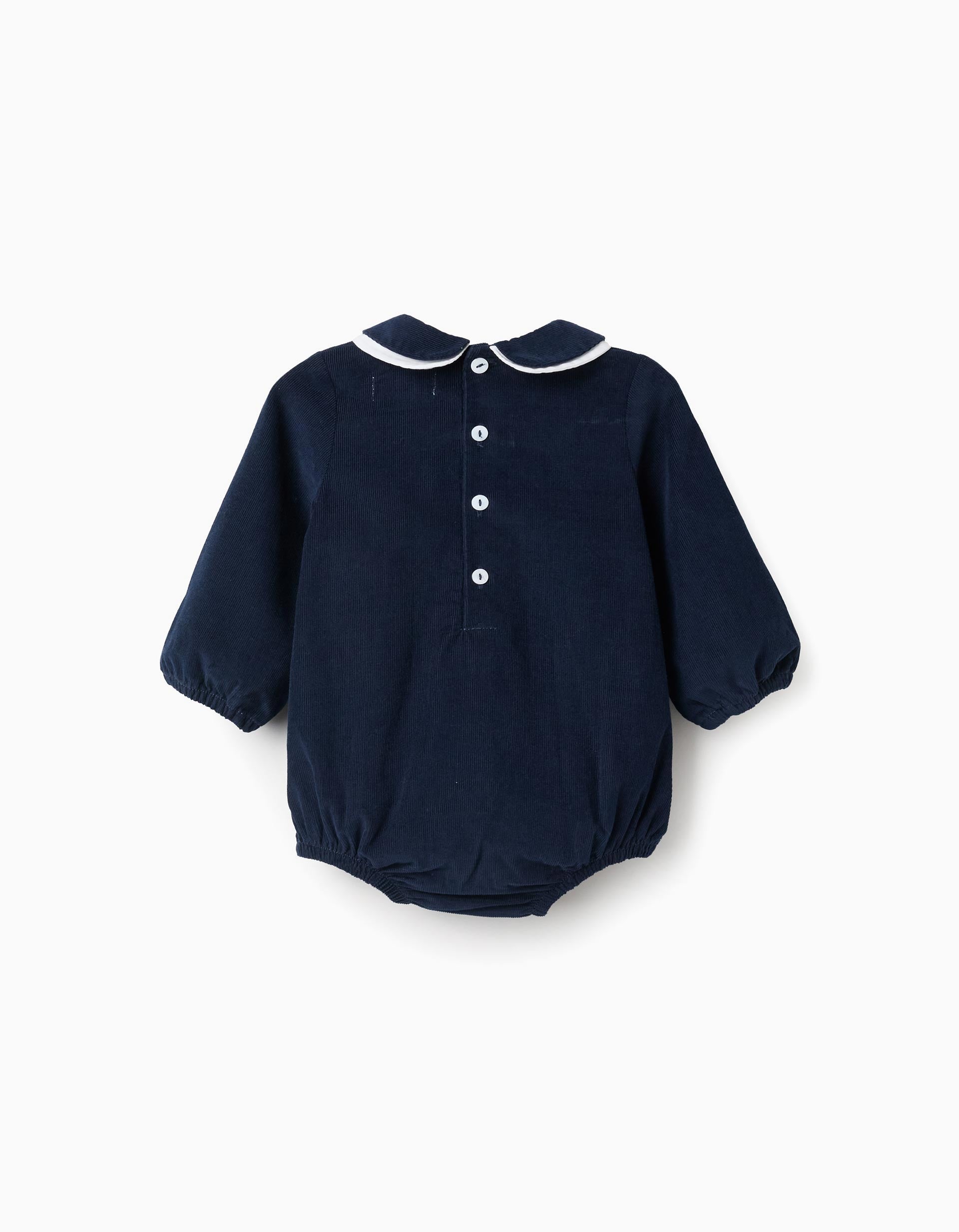 Macacão de Bombazine para Recém-Nascida, Azul-Escuro