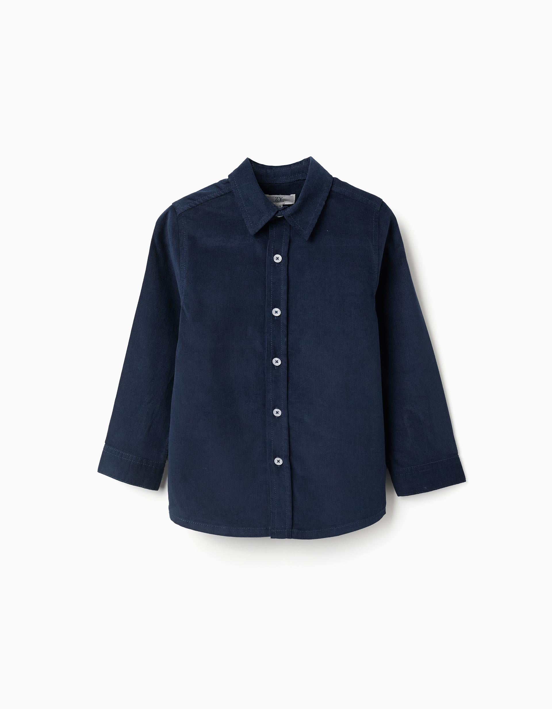 Long sleeve corduroy shirt B&S for boys, dark blue