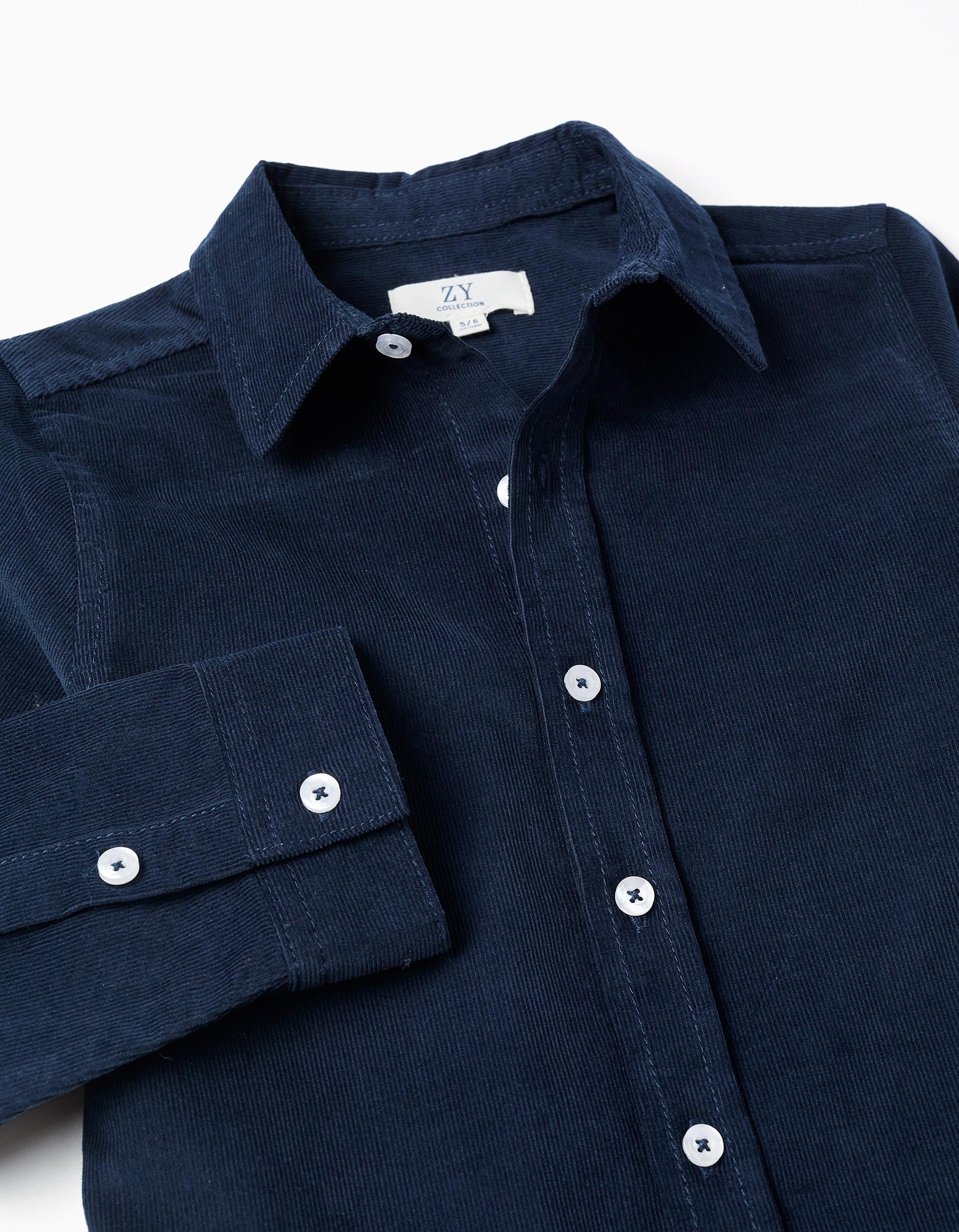 Long sleeve corduroy shirt B&S for boys, dark blue