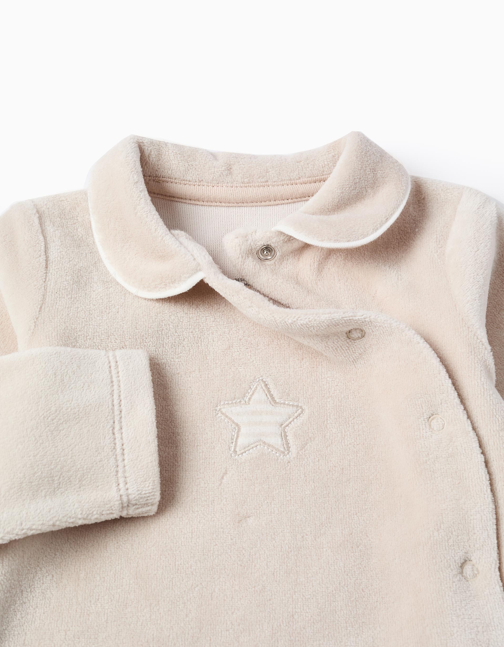 Sudadera + Pantalón de Terciopelo para Recién Nacido 'Star', Blanco/Beige