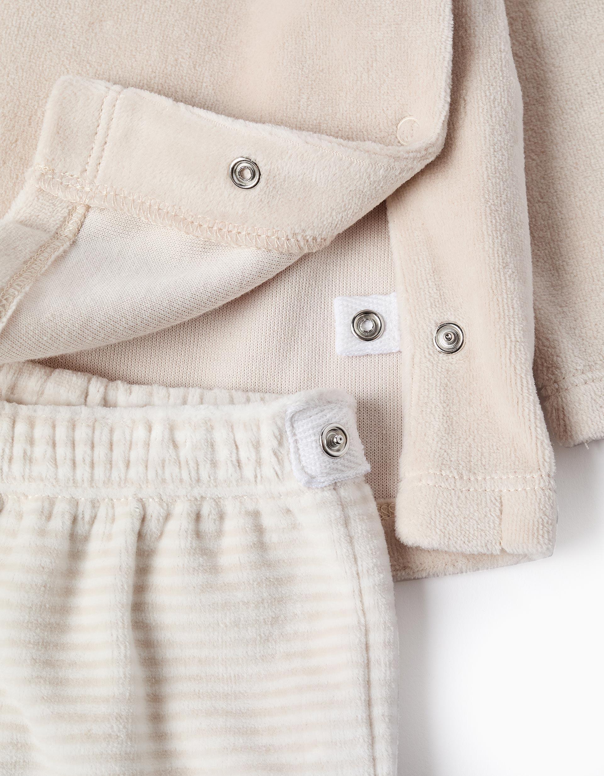 Sudadera + Pantalón de Terciopelo para Recién Nacido 'Star', Blanco/Beige