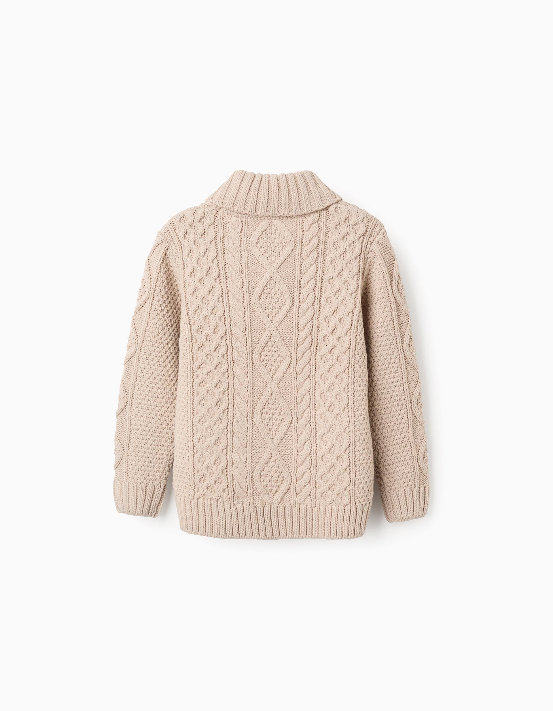 Thick cable knit jumper for boys, beige