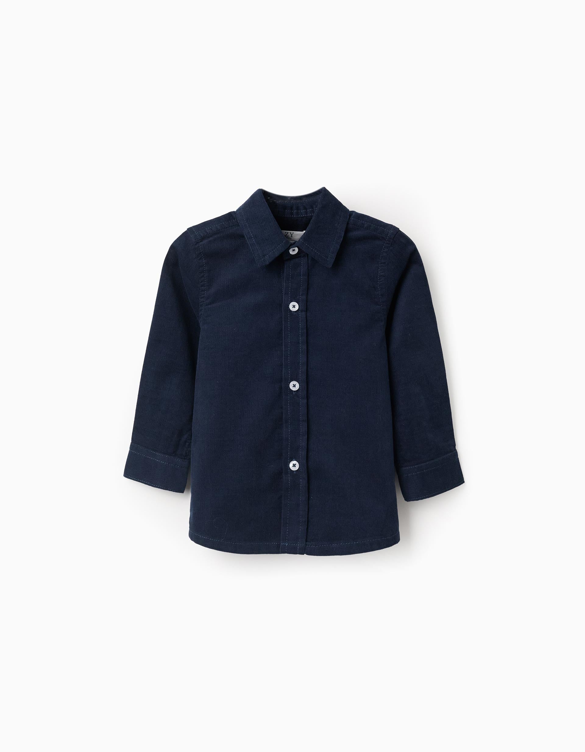 Long sleeve corduroy shirt B&S for baby boys, dark blue