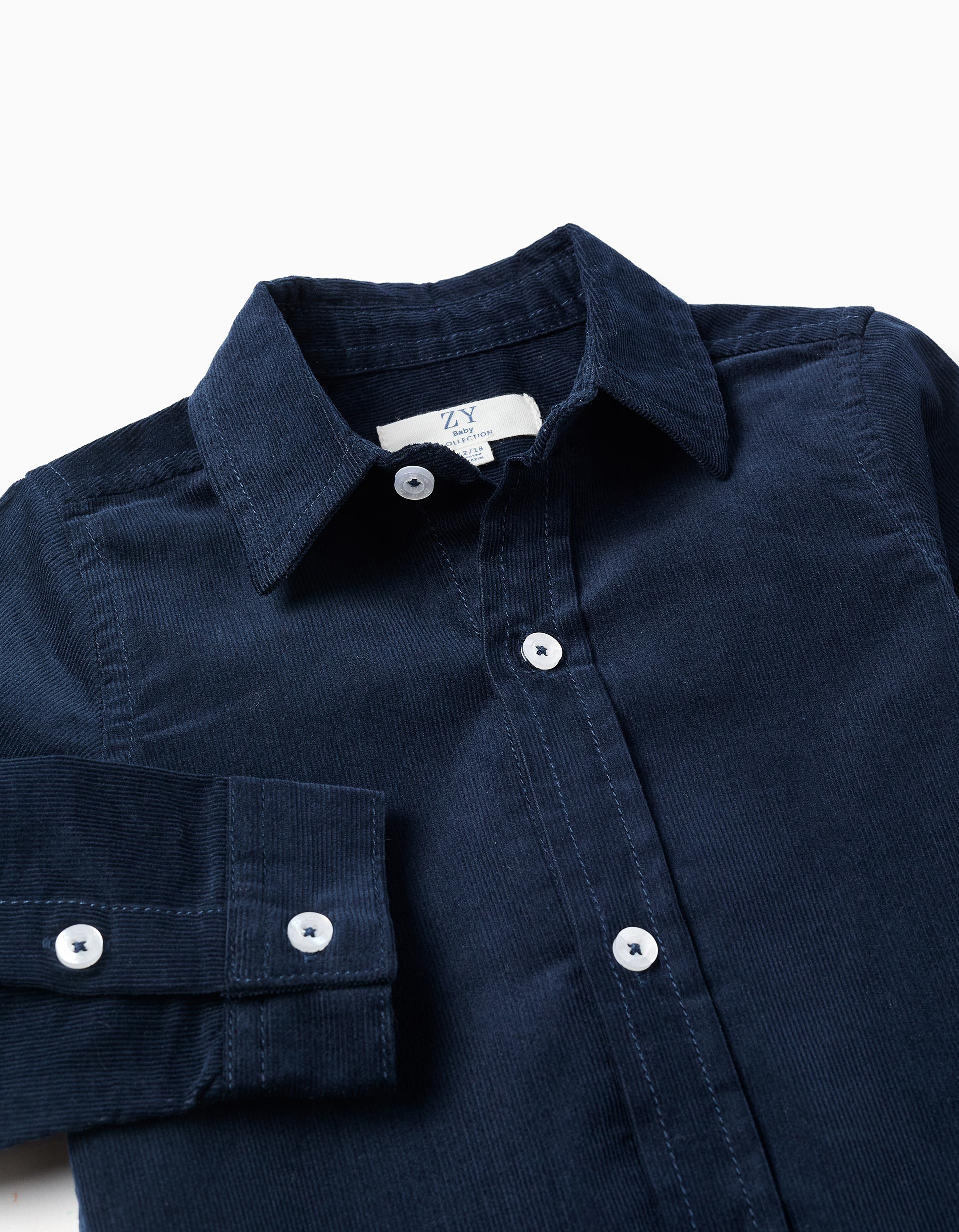 Long sleeve corduroy shirt B&S for baby boys, dark blue