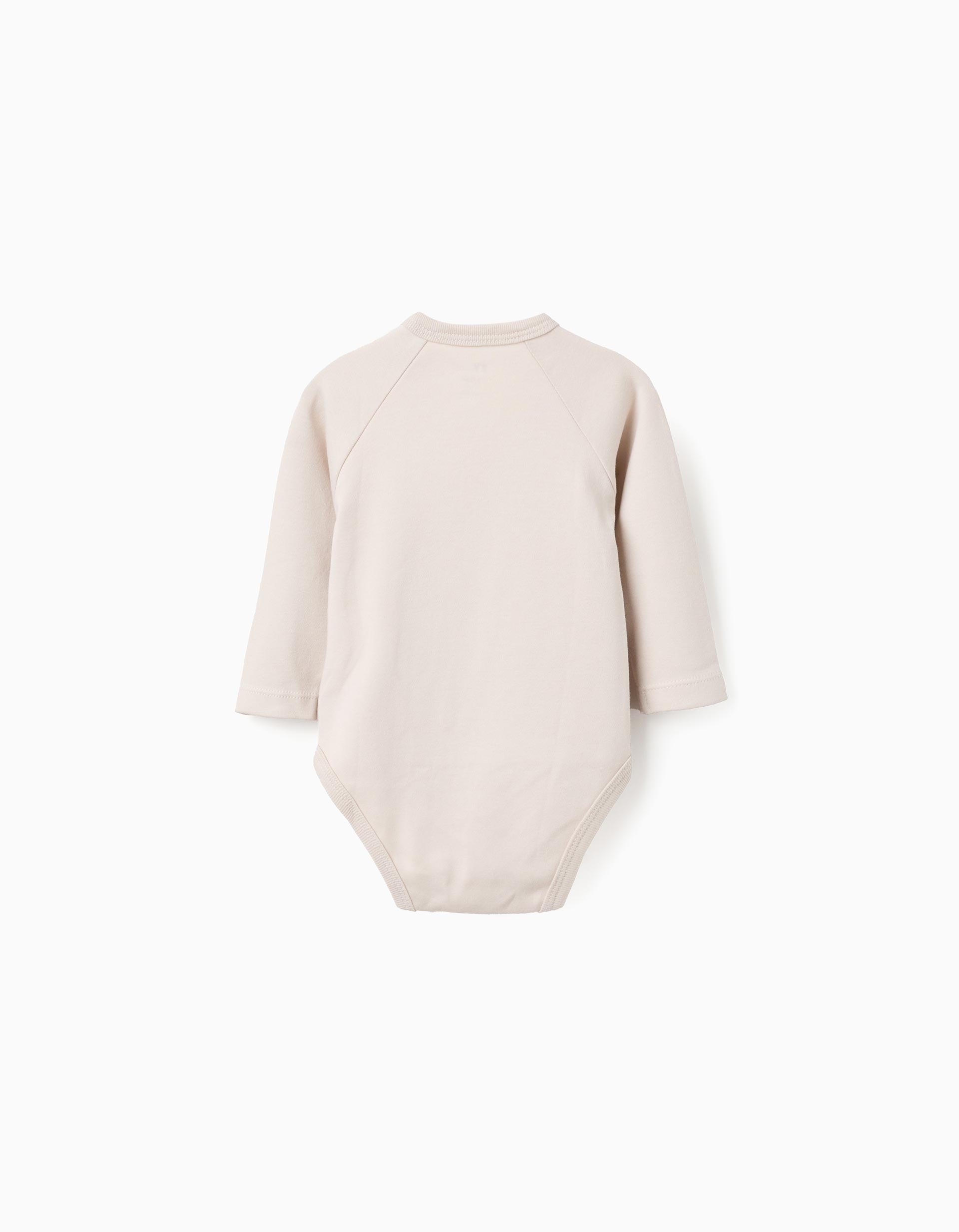 Pack 4 bodies croisés unis/imprimés pour nouveau-né et bébé, blanc/beige