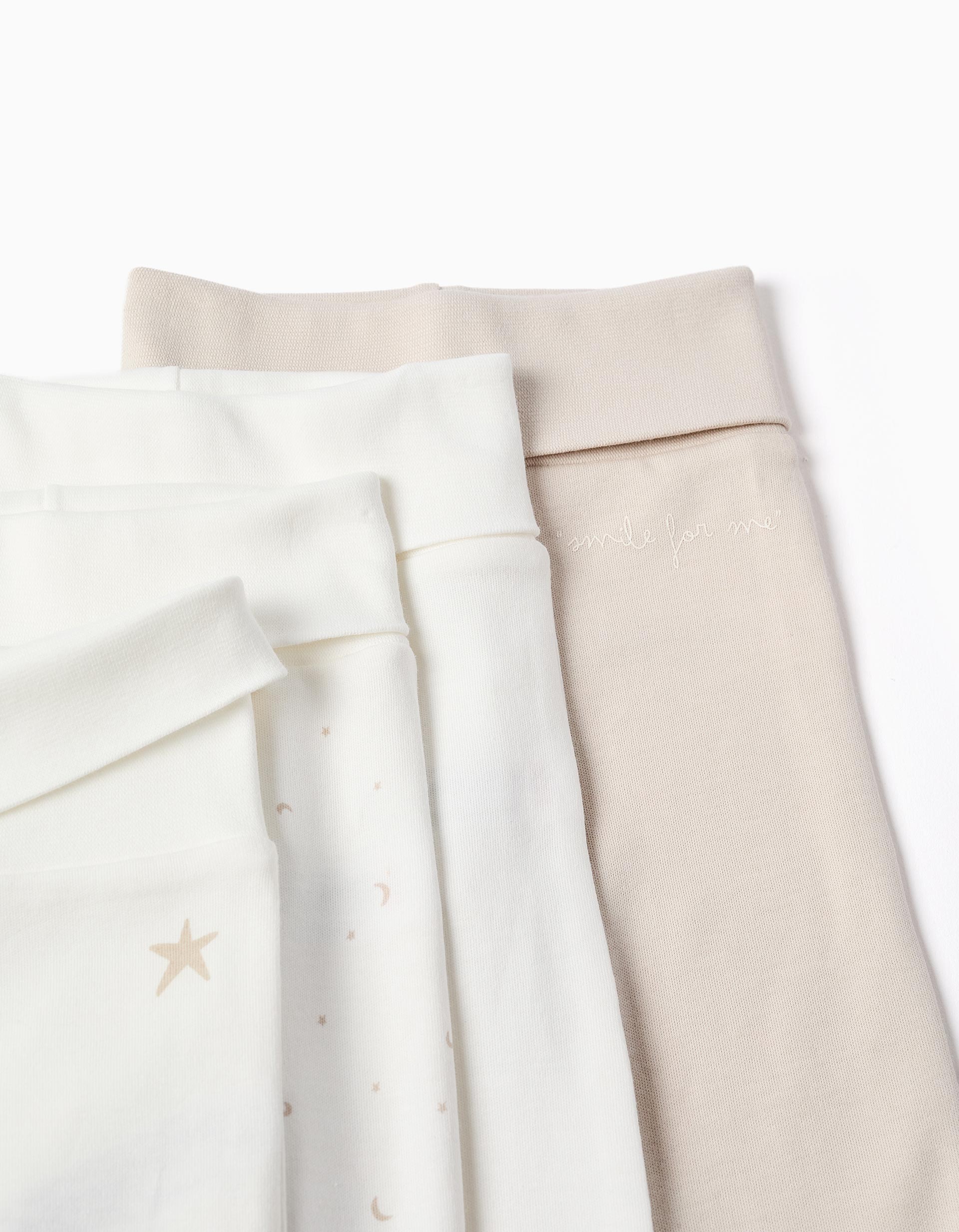 Pack 4 calças com pés de algodão para recém-nascido e bebé, multicolor