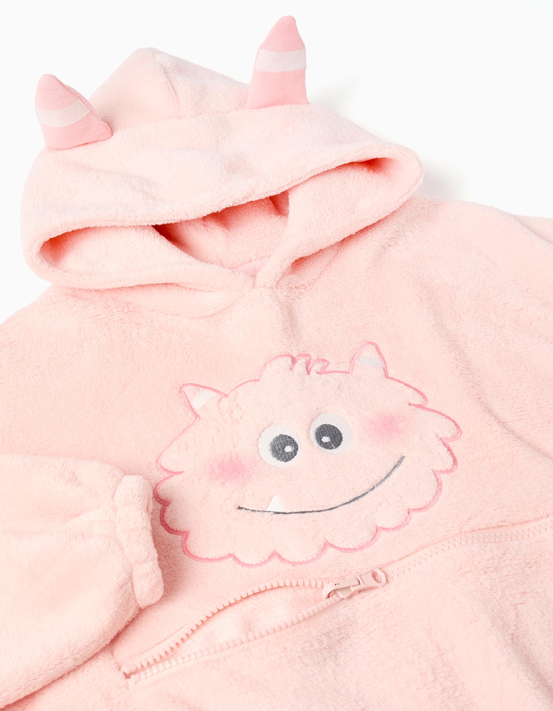 Convertible hoodie in coral fleece 'Monsters of Emotions' for girls, pink