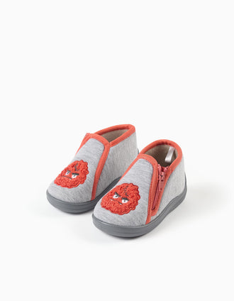 Slippers with Monsters of Emotions embroidery for baby boys, grey