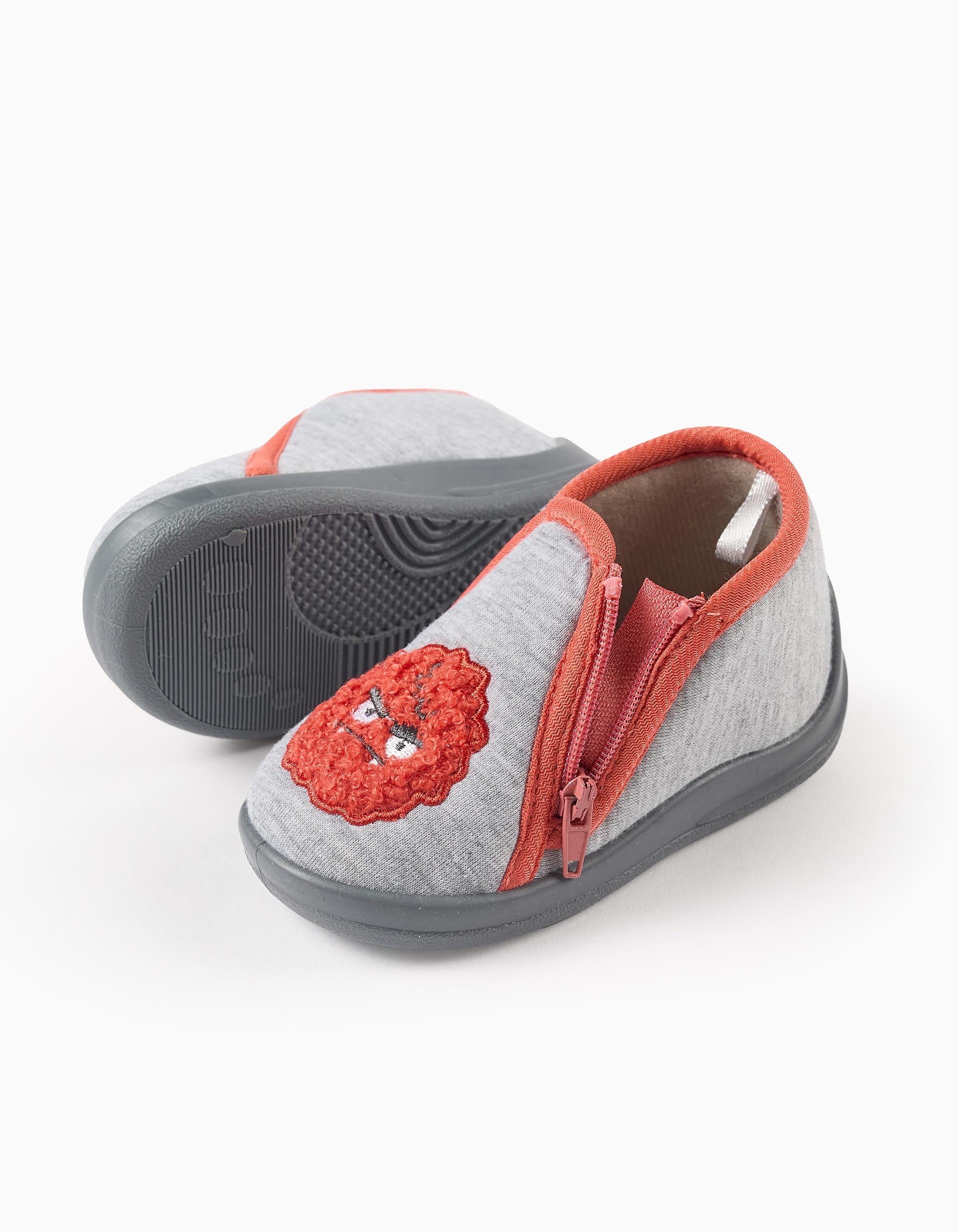 Pantoufles avec broderie Monstres d’Émotions pour bébé garçon, gris