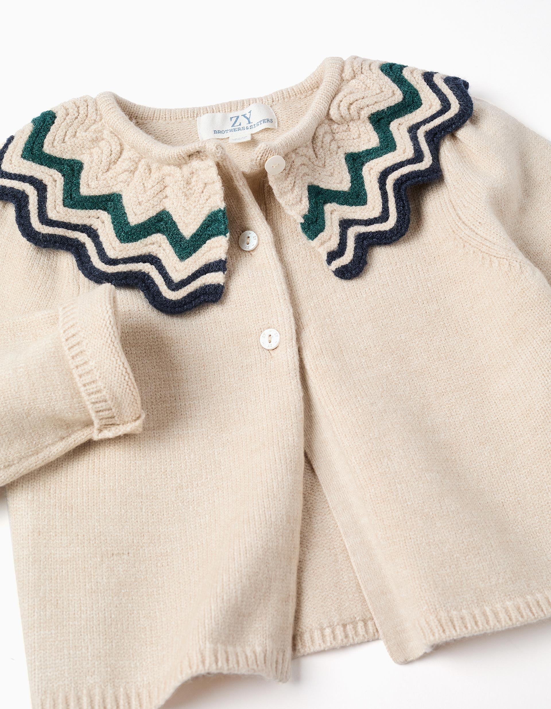 Knit cardigan with maxi collar You&Me for baby girls, multicolour
