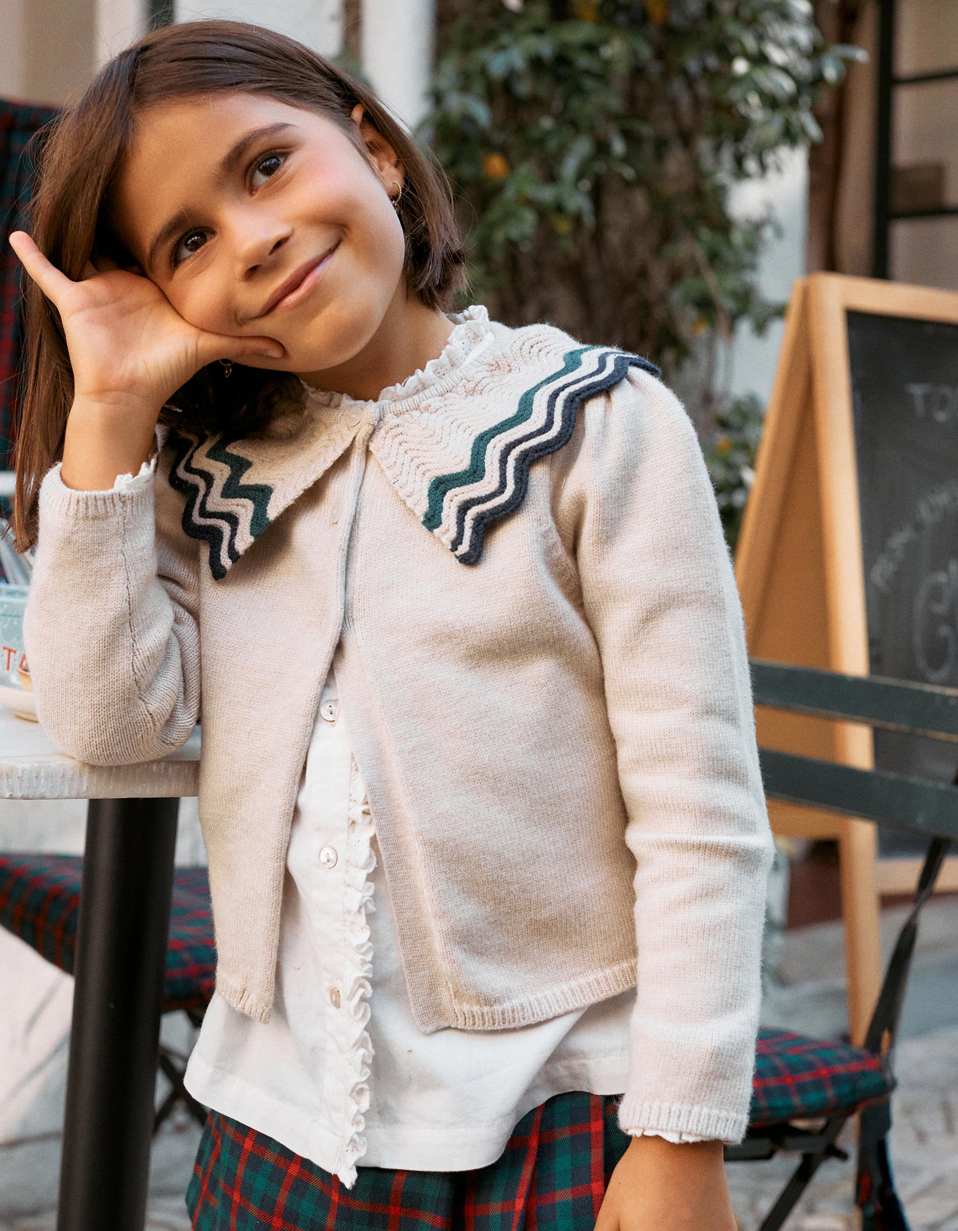 Knit cardigan with maxi collar You&Me for girls, multicolour