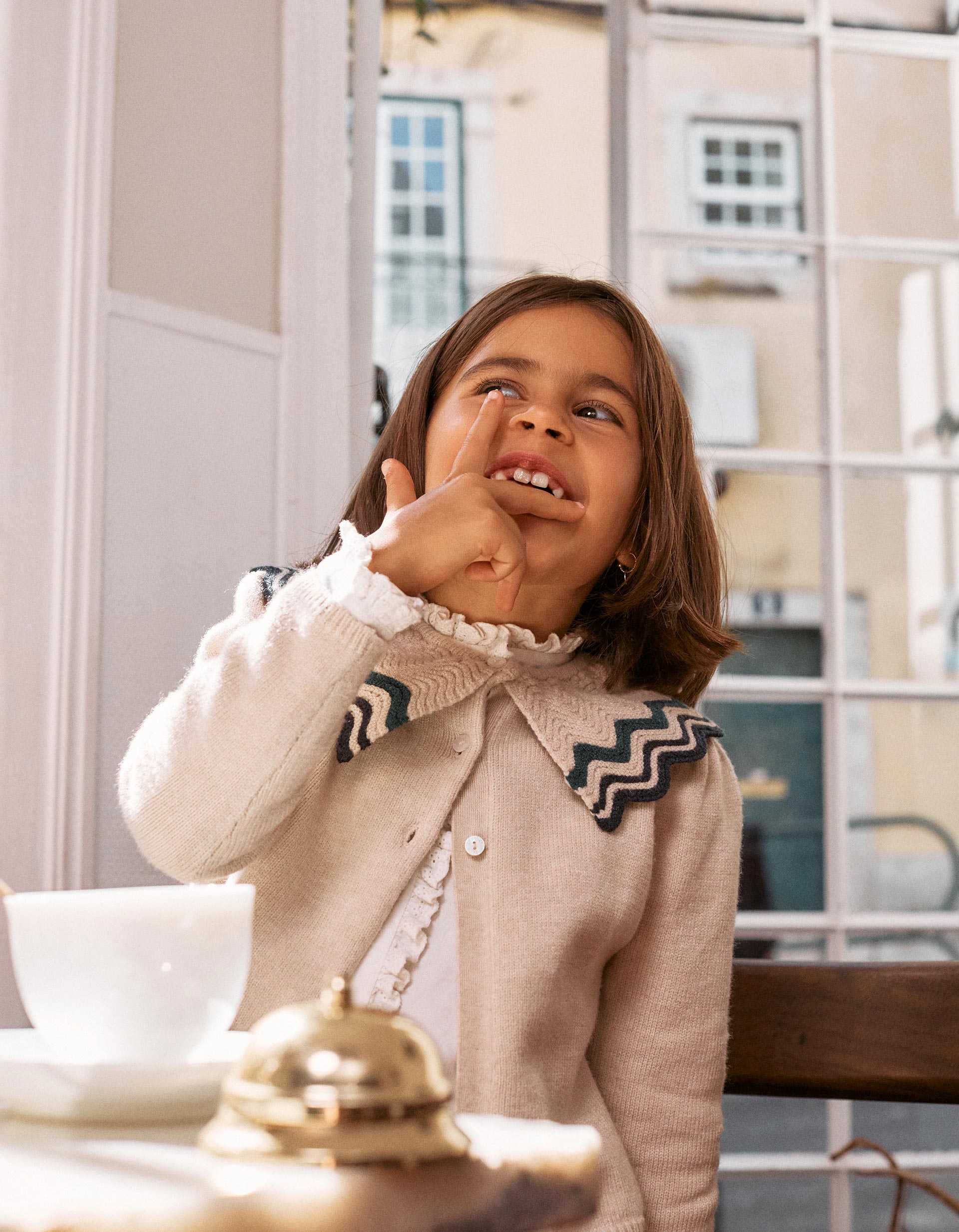 Knit cardigan with maxi collar You&Me for girls, multicolour