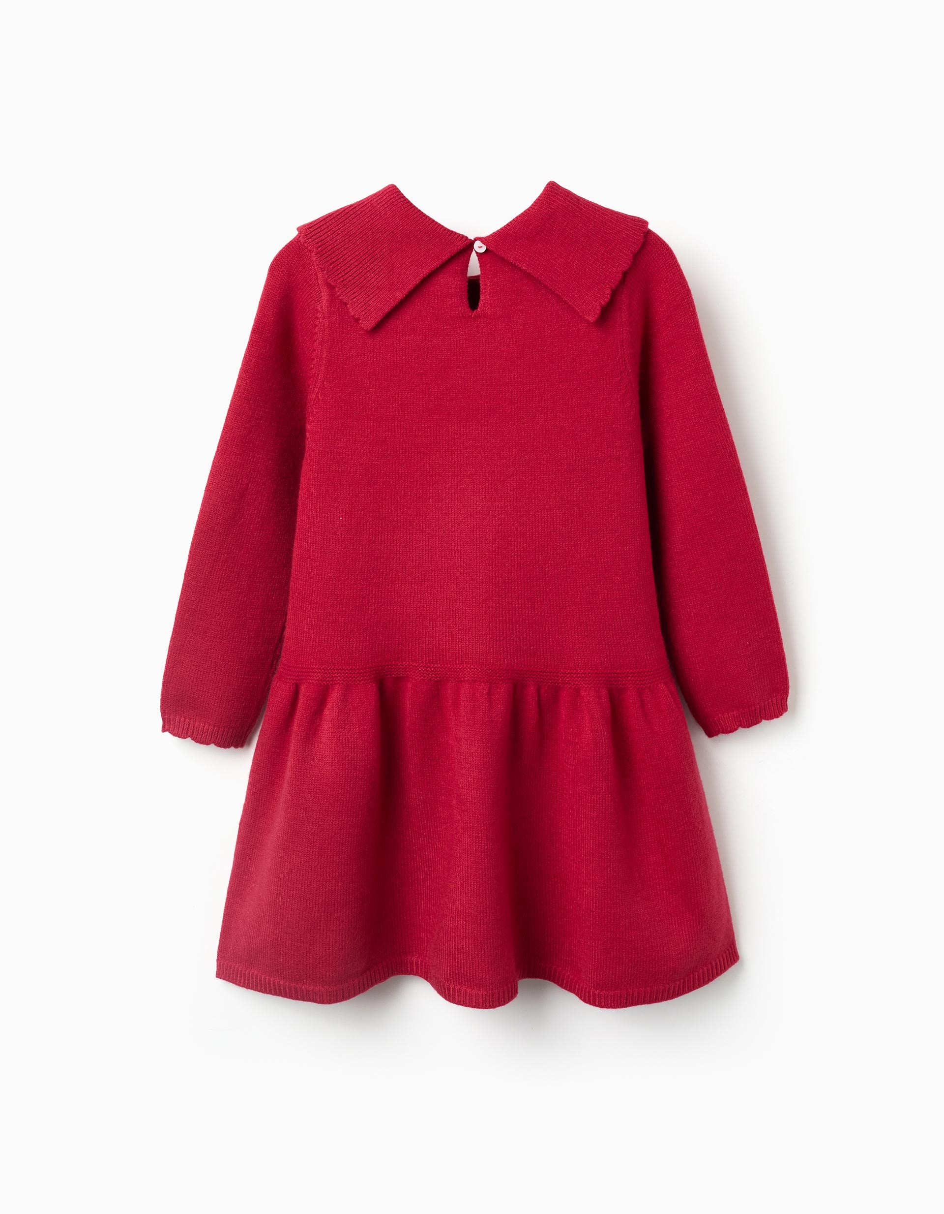 Knitted dress with bow collar for girls, red