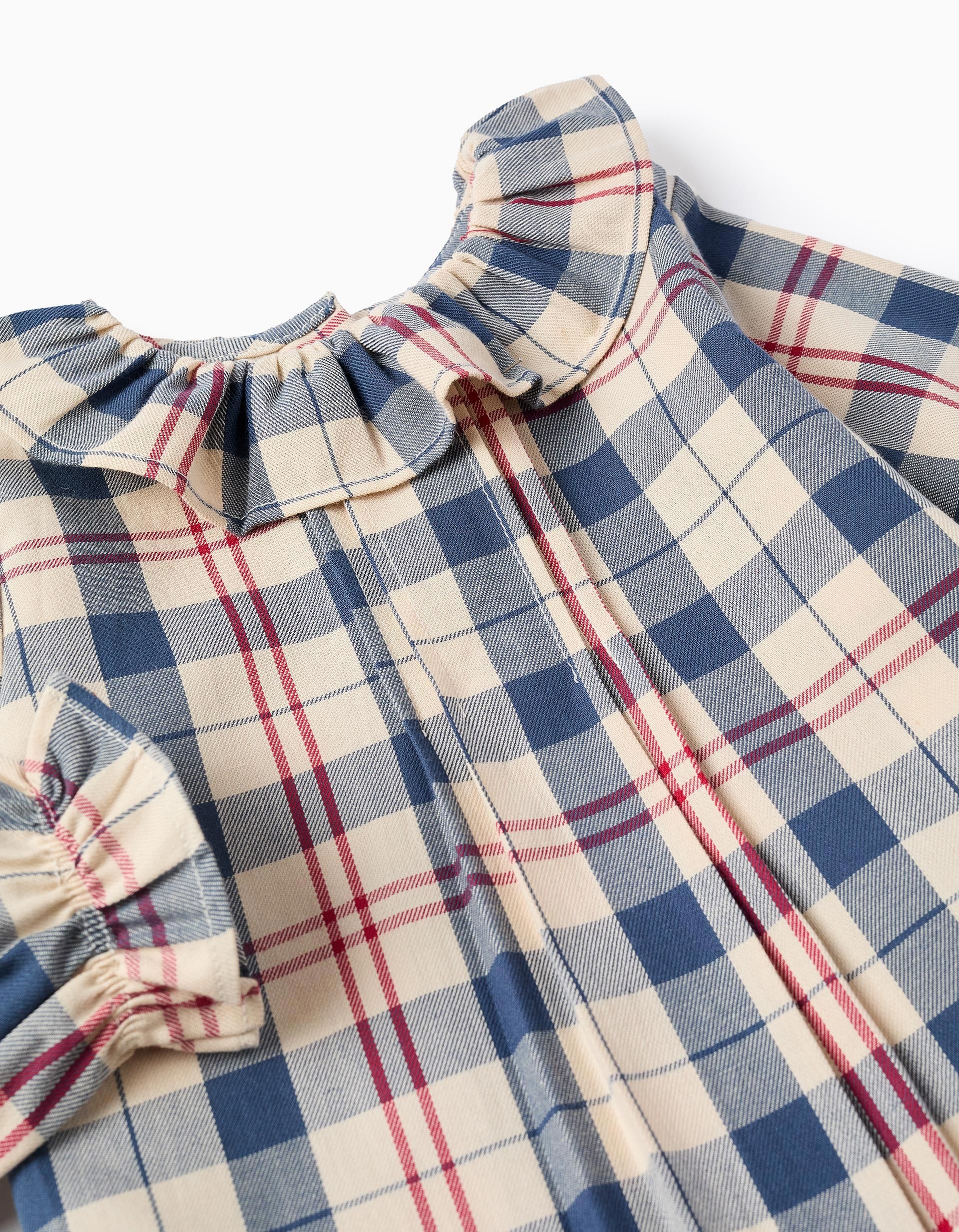 Checked Cotton Blouse for Baby Girls 'B&S', Beige/Blue/Red