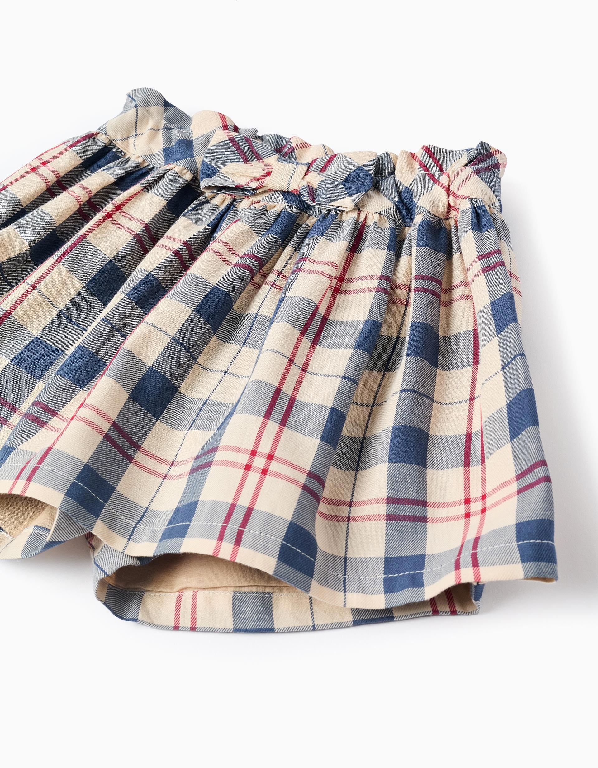 Checked Cotton Skort for Baby Girls 'B&S', Beige/Blue/Red