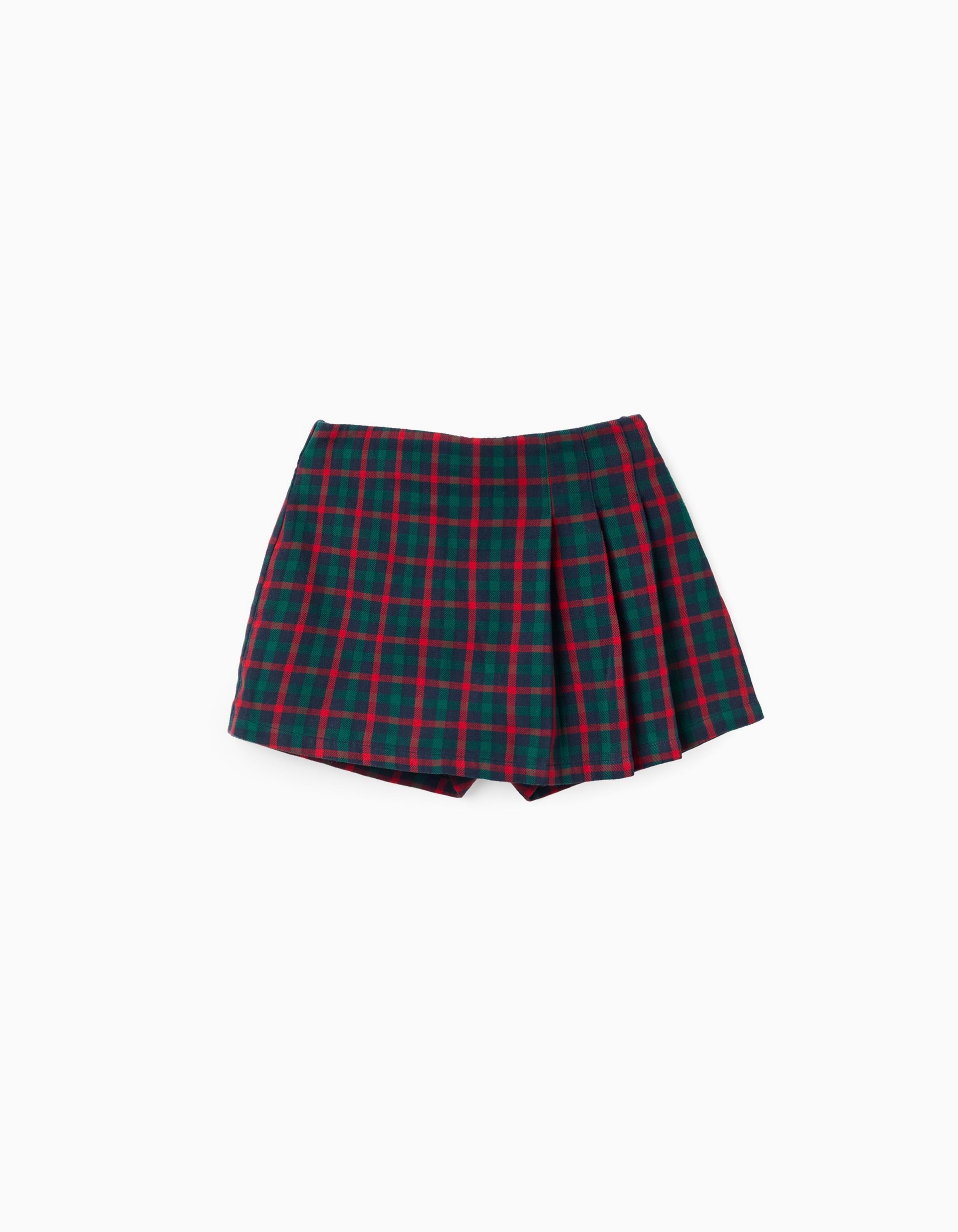Checked cotton skirt You&Me for girls, green/blue/red