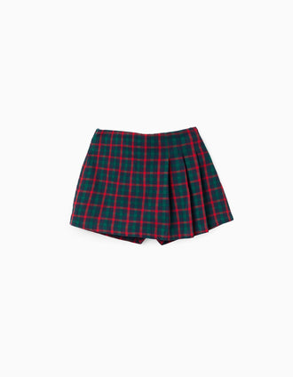 Falda-pantalón a cuadros You&Me para niña, verde/azul/rojo