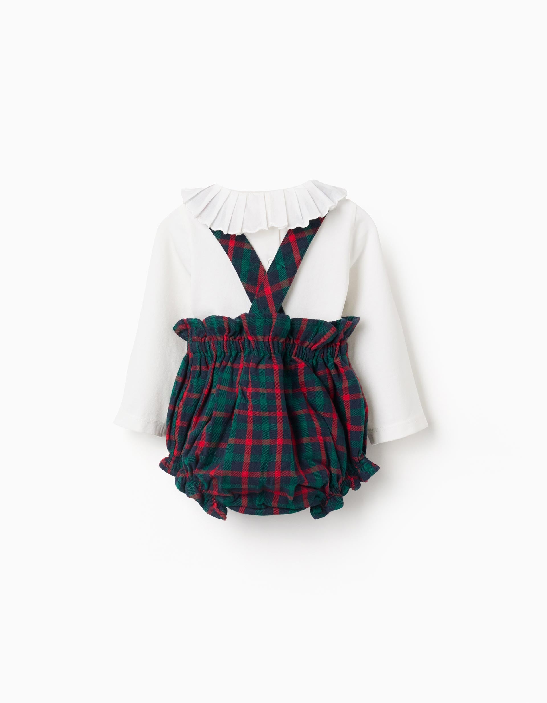 Bodysuit + checked twill bloomers You&Me for newborn girls, multicolour