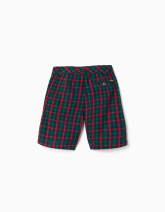 Cotton checked chino shorts You&Me for boys, green/blue/red