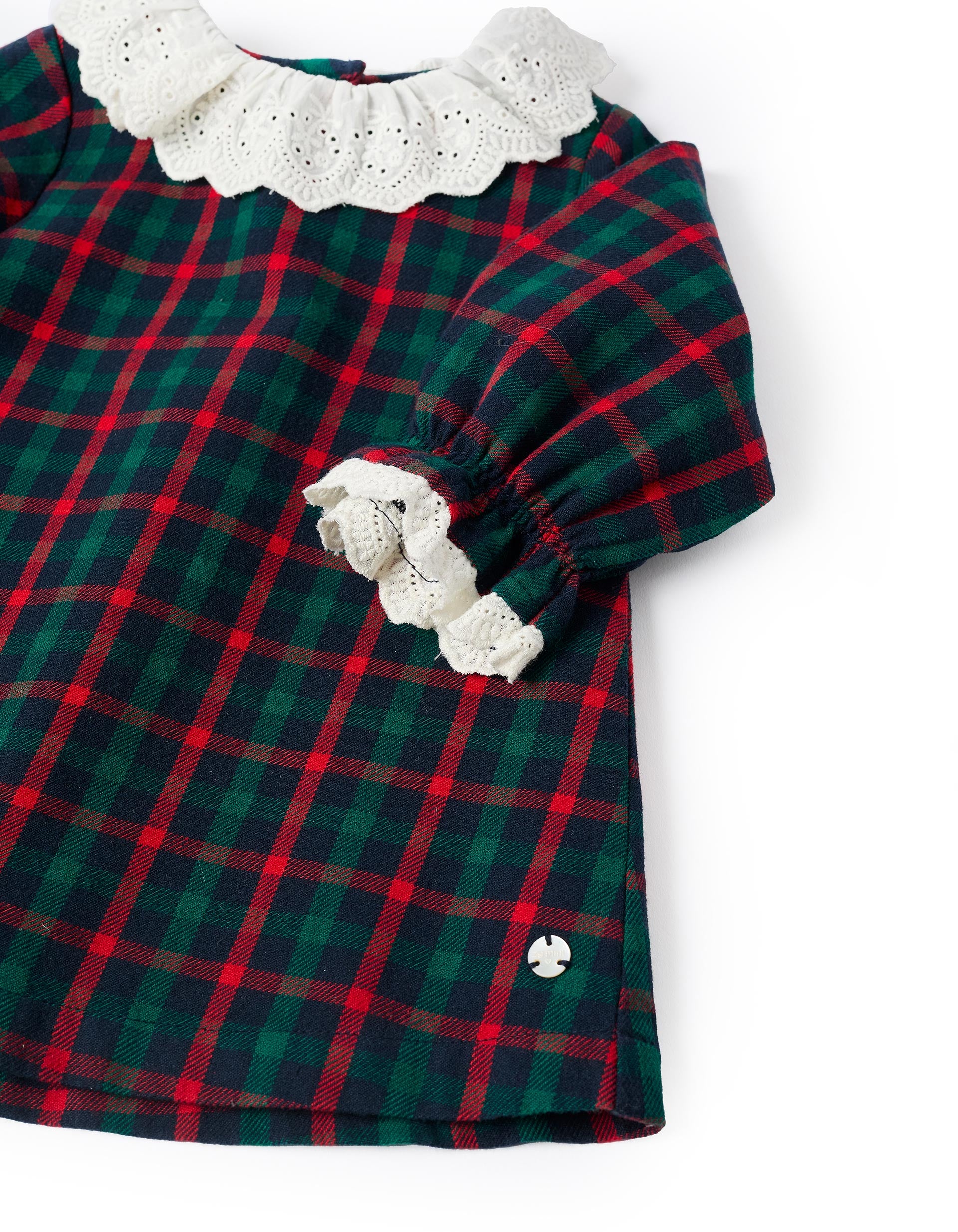 Cotton checked dress with embroidery You&Me for newborn girls, multicolour