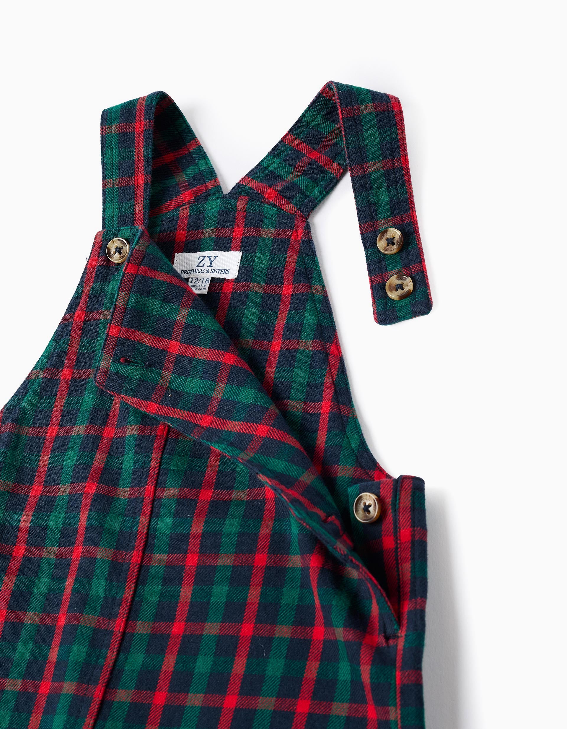 Shirt + checked dungarees You&Me for baby boys, green/blue/red