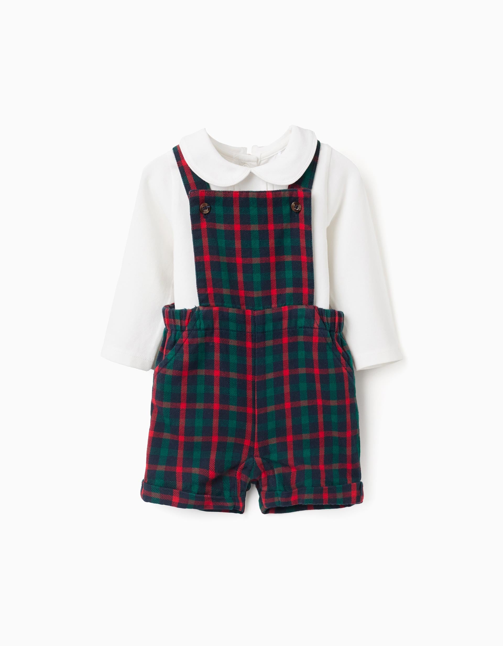 Bodysuit + checked twill dungarees You&Me for newborn boys, multicolour