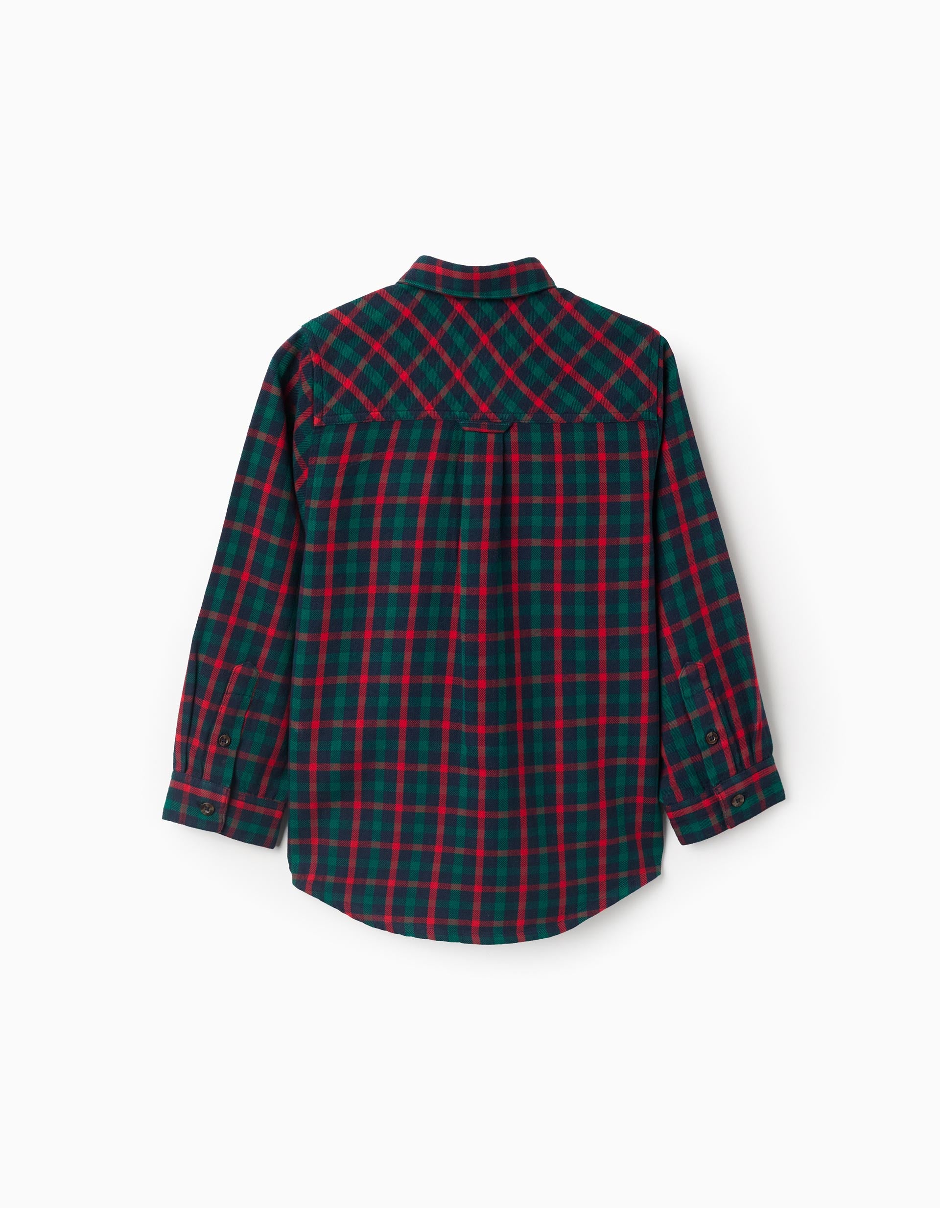 Long-sleeve checked cotton shirt You&Me for boys, green/blue/red