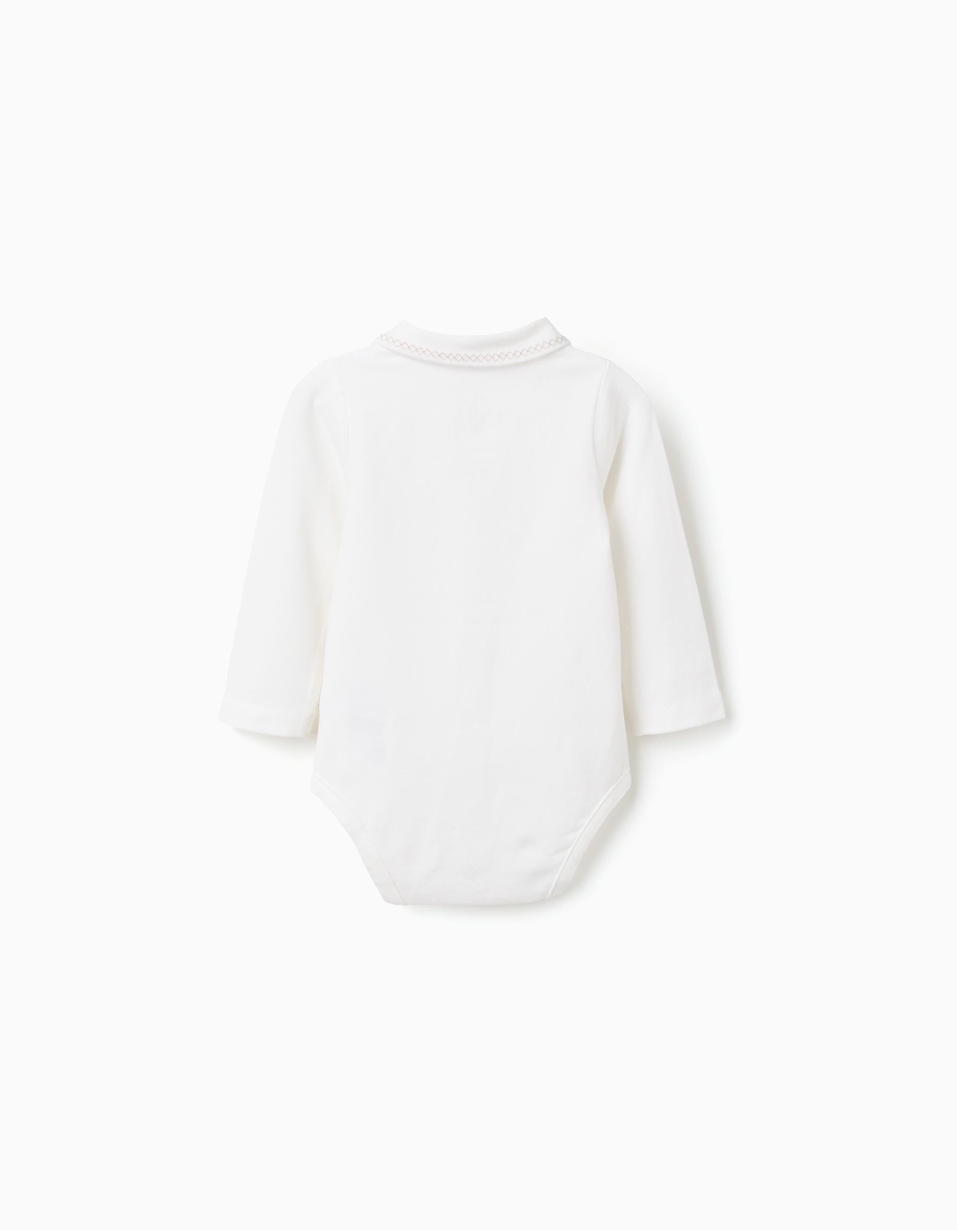 Body de Jersey con Cuello Peter Pan para Recién Nacido, Blanco