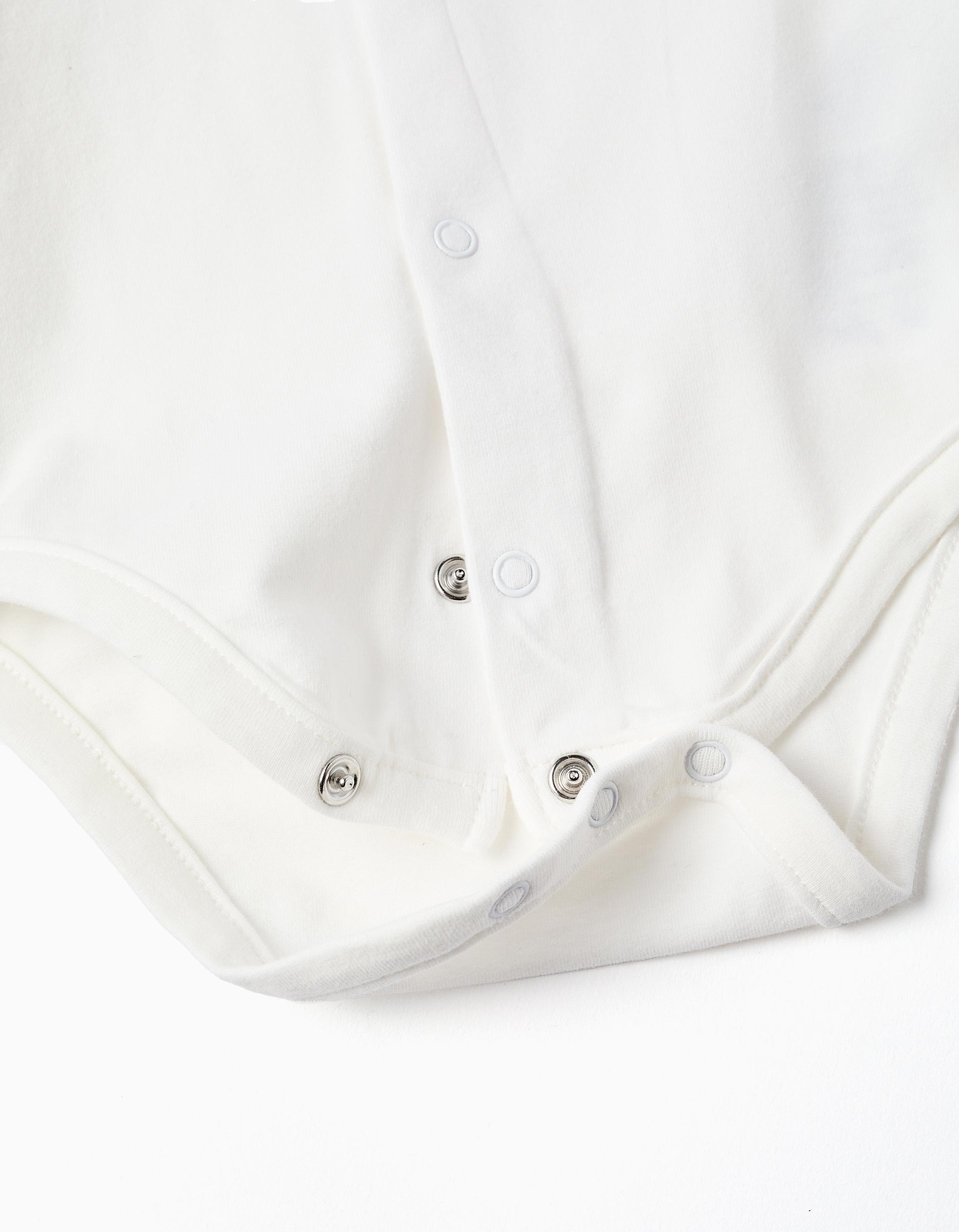 Body de Jersey con Cuello Peter Pan para Recién Nacido, Blanco