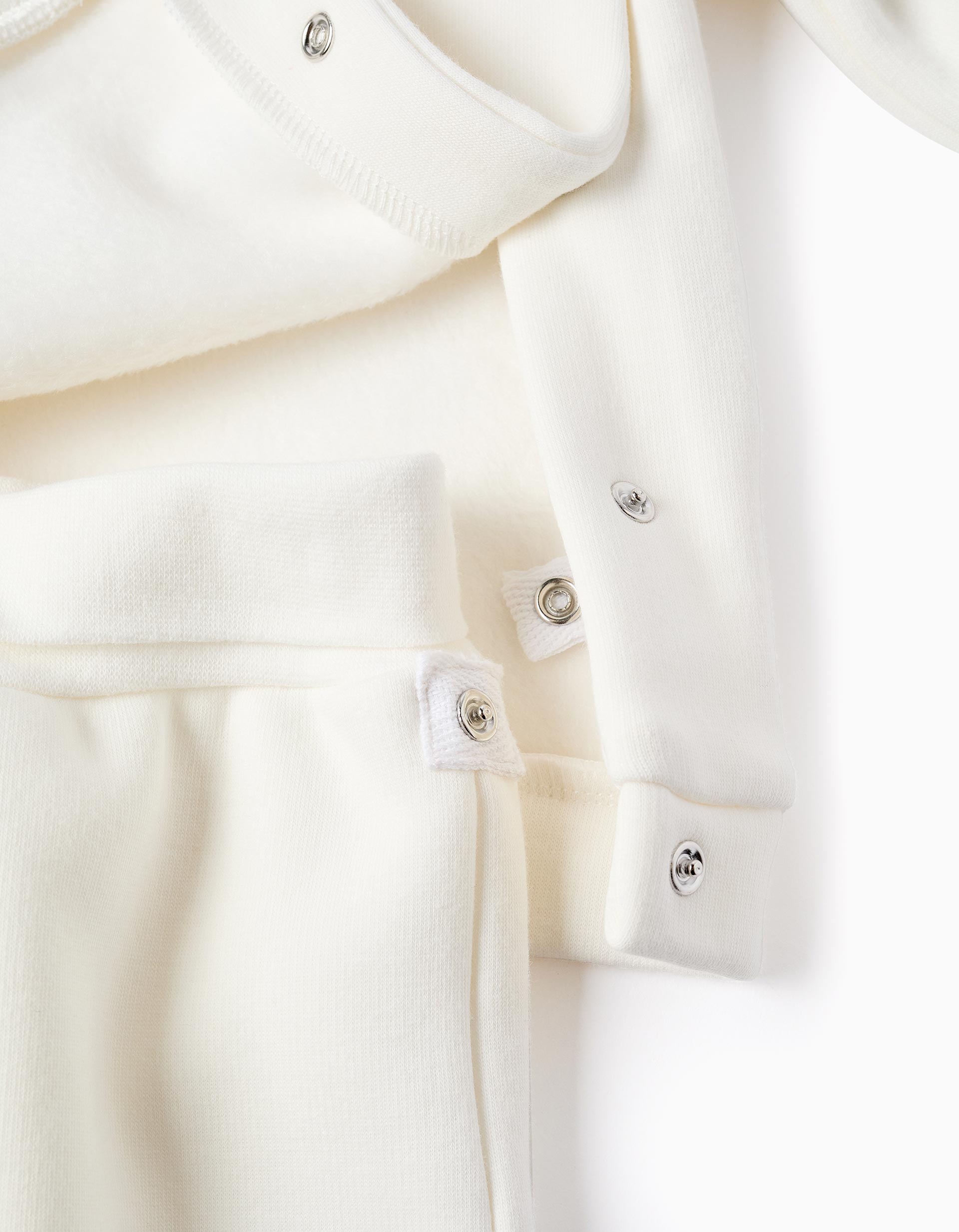 Brushed Set of Sweatshirt + Trousers for Newborns, White