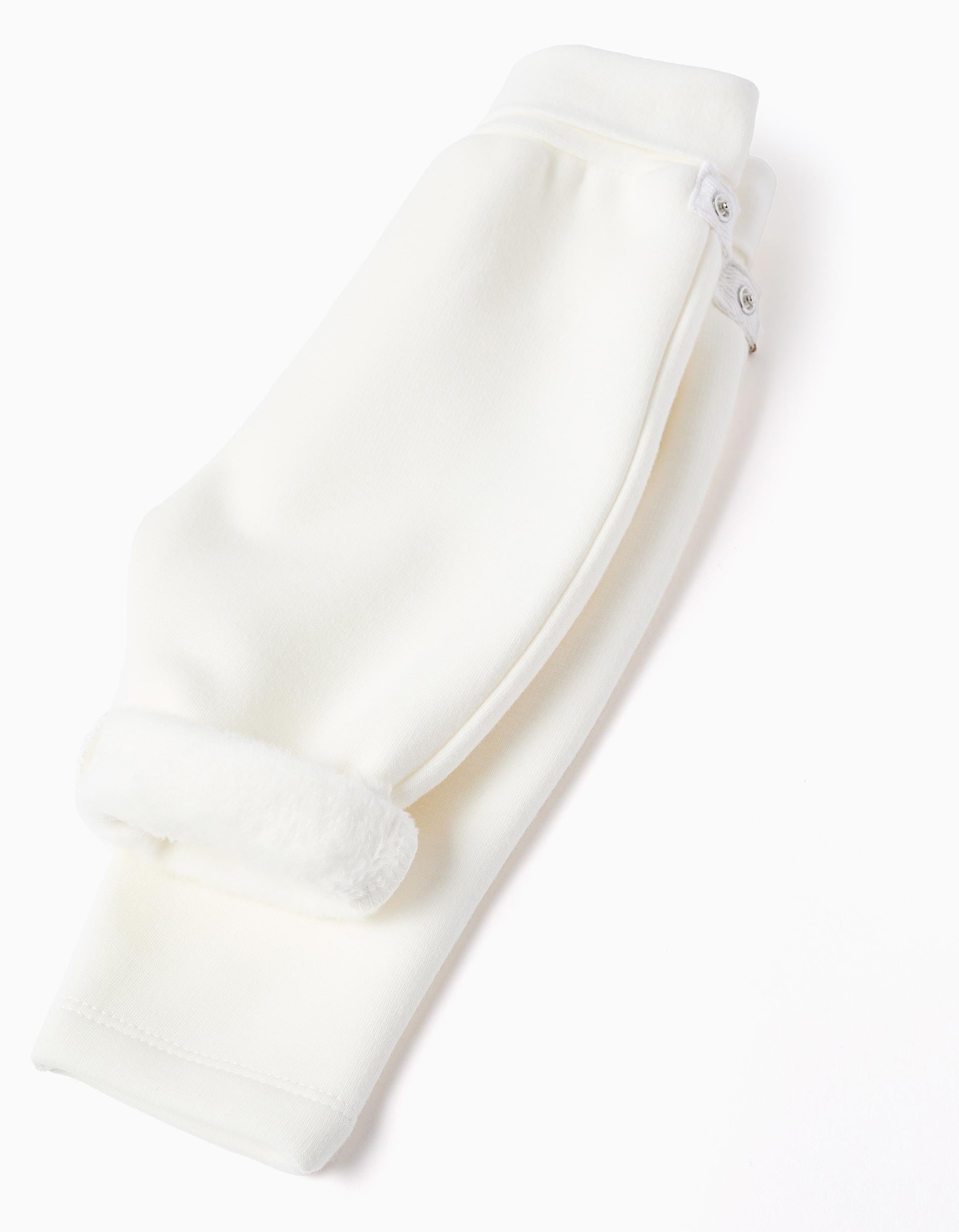 Brushed Set of Sweatshirt + Trousers for Newborns, White