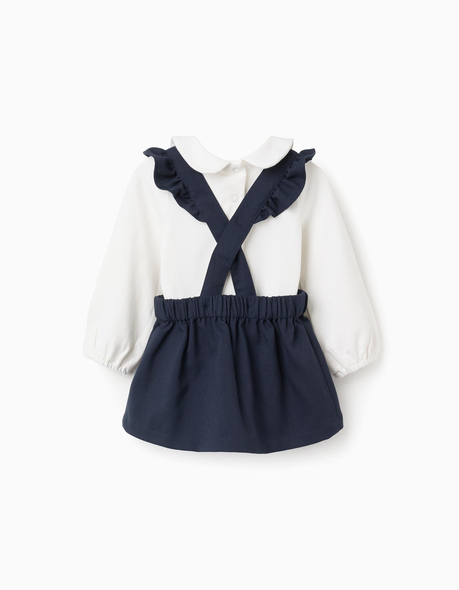 Cotton bodysuit + twill skirt You&Me for newborn girls, white/dark blue