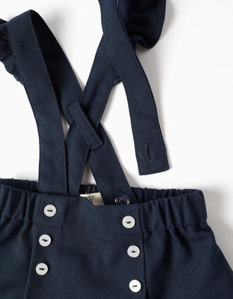 Cotton bodysuit + twill skirt You&Me for newborn girls, white/dark blue
