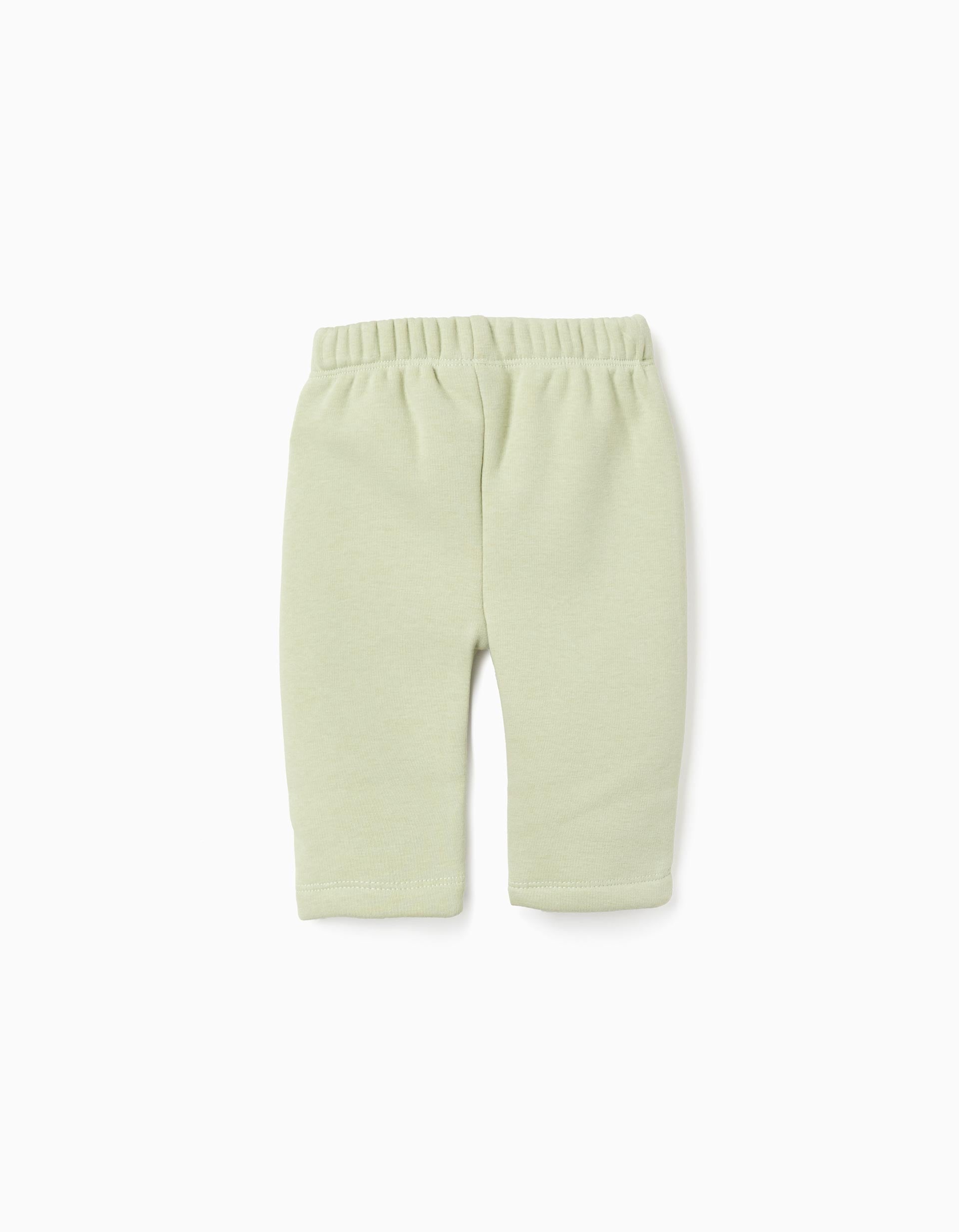 Calças com forro polar térmico para recém-nascida, verde-claro