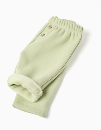 Pantalon avec doublure en peluche pour nouveau-née, vert clair
