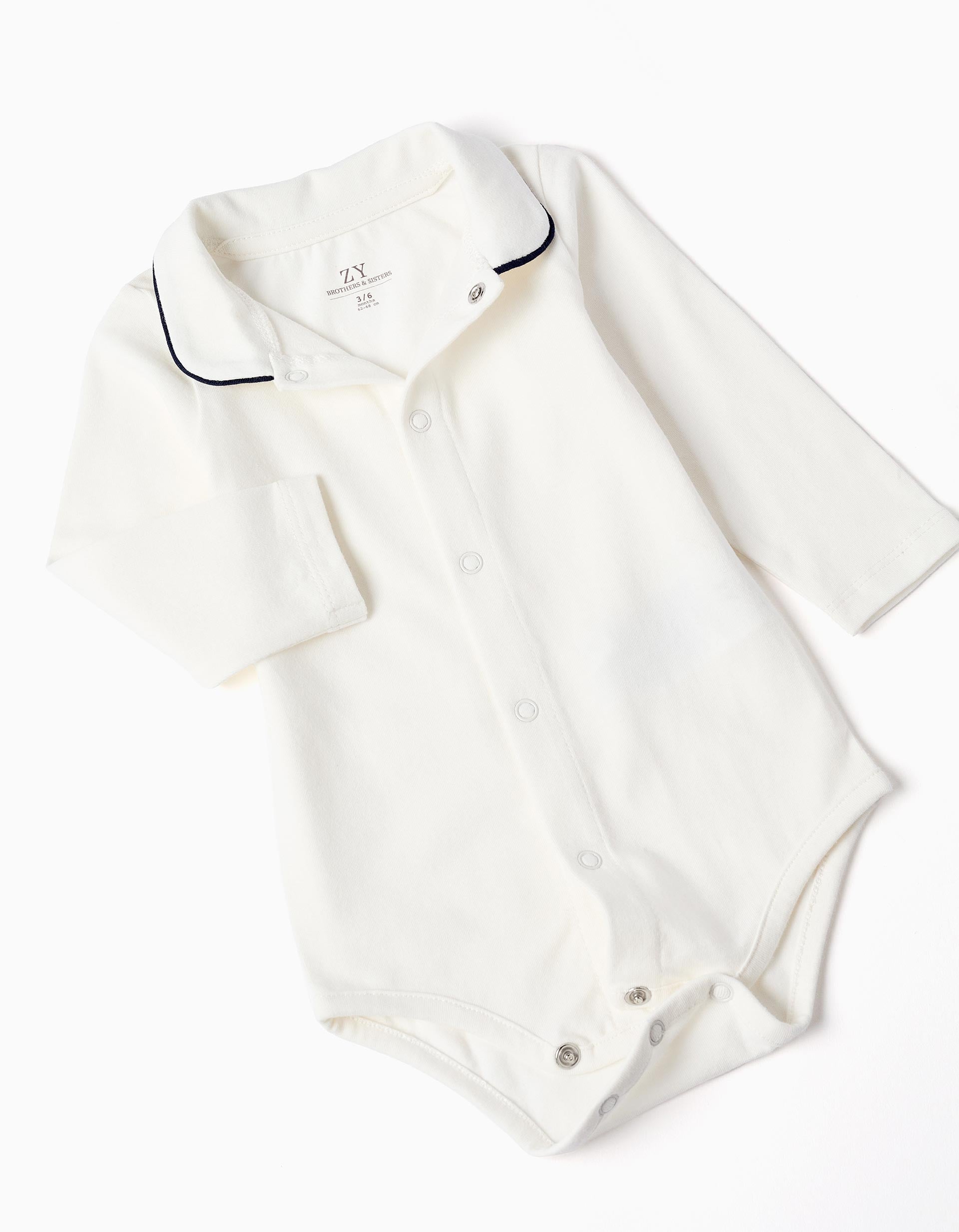 Body de algodão + calções de sarja You&Me para recém-nascido, branco/azul