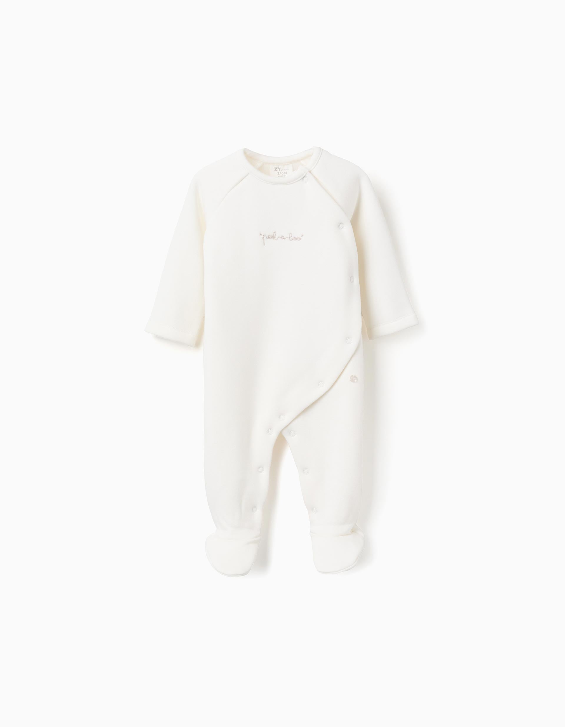 Babygrow Cardado com Bordado Frontal para Recém-Nascidos, Branco
