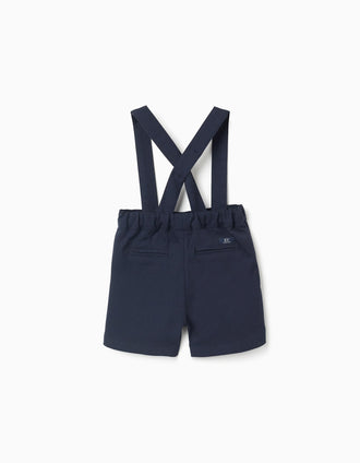 Short chino avec bretelles You&Me pour bébé garçon, bleu foncé