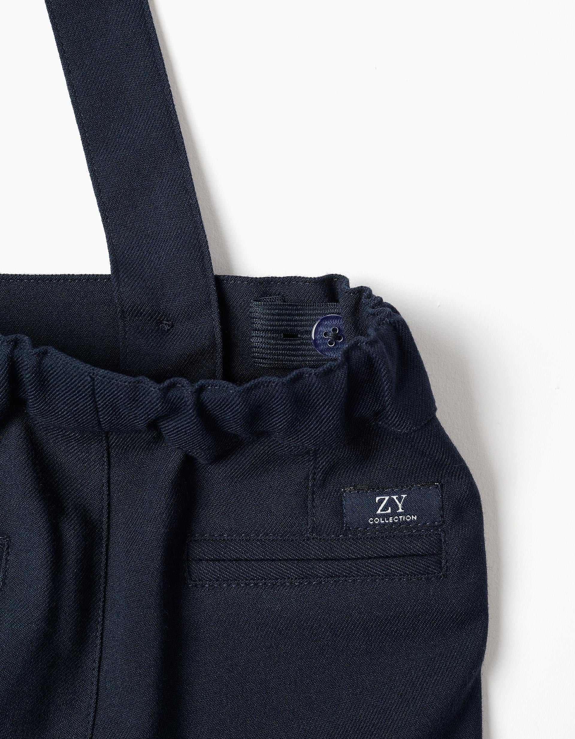 Twill chino shorts with braces You&Me for baby boys, dark blue