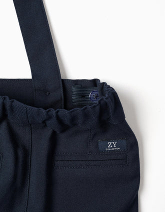 Short chino avec bretelles You&Me pour bébé garçon, bleu foncé